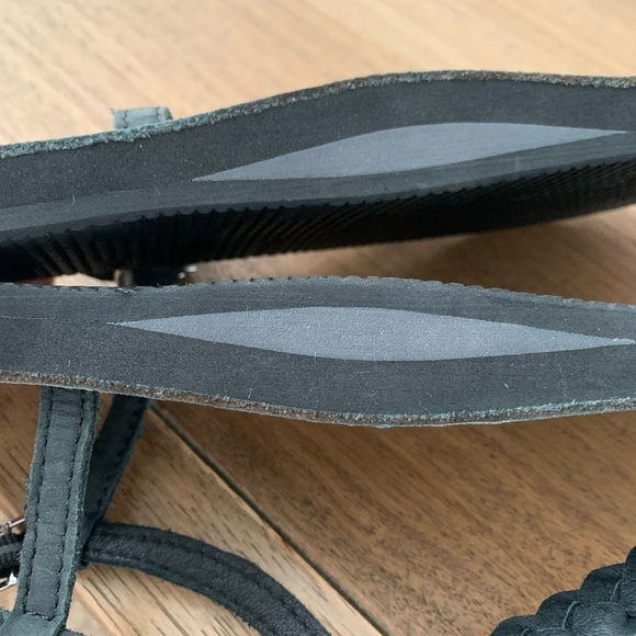 NWOT - 🌈 Rainbow ladies lt. black leather braided ankle strap sandals ~ Size L - Picture 3 of 10